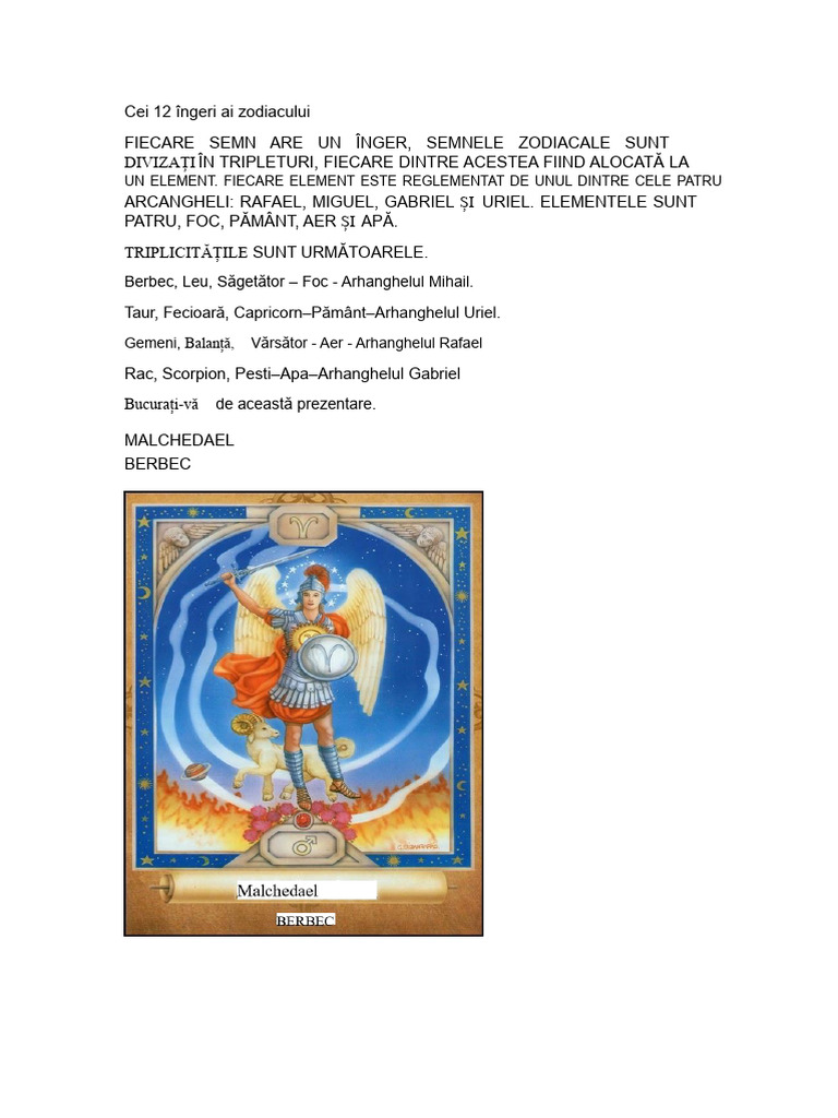 Cei 12 Îngeri Ai Zodiacului | PDF