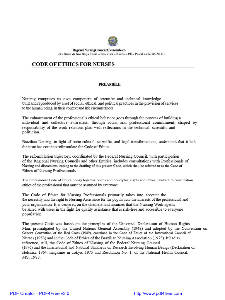 Updated Nursing Code of Ethics | PDF | Nursing | Medical Prescription