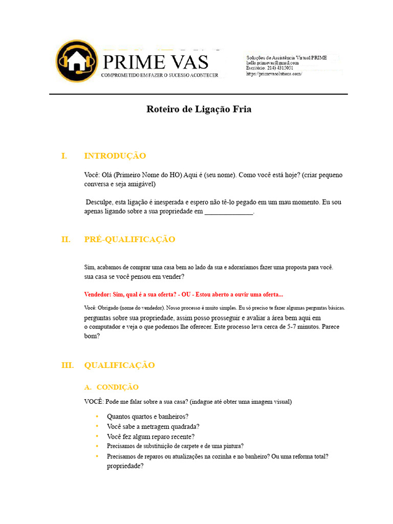 Script De Ligação Fria 2021 Pdf