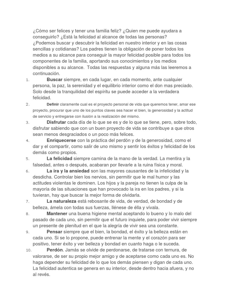 Claves para una familia feliz y unida | PDF | Familia | Felicidad