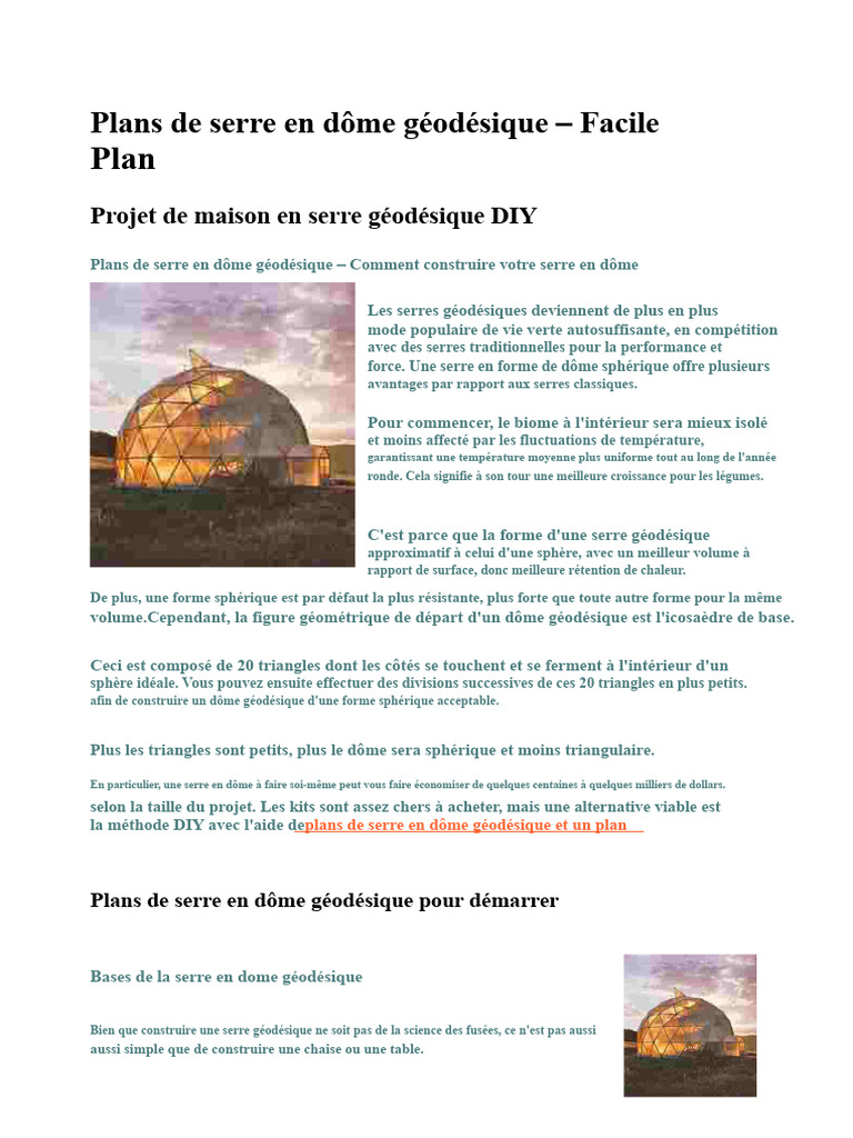 Plans DIY pour serre géodésique | PDF | Serre | Sphère