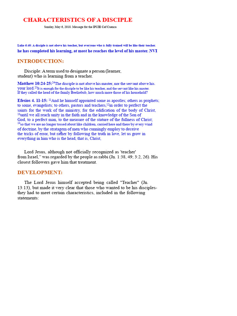 Key Traits of a True Disciple | PDF | Disciple (Christianity) | Jesus