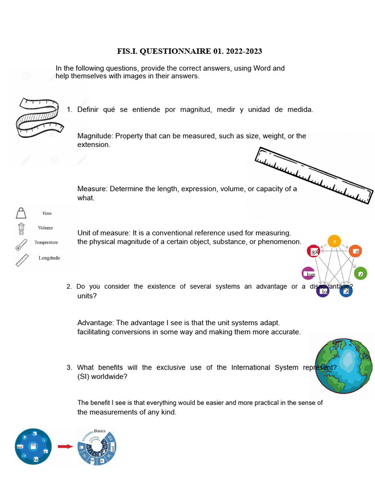 Questionnaire 01 | PDF | Measurement | Volume