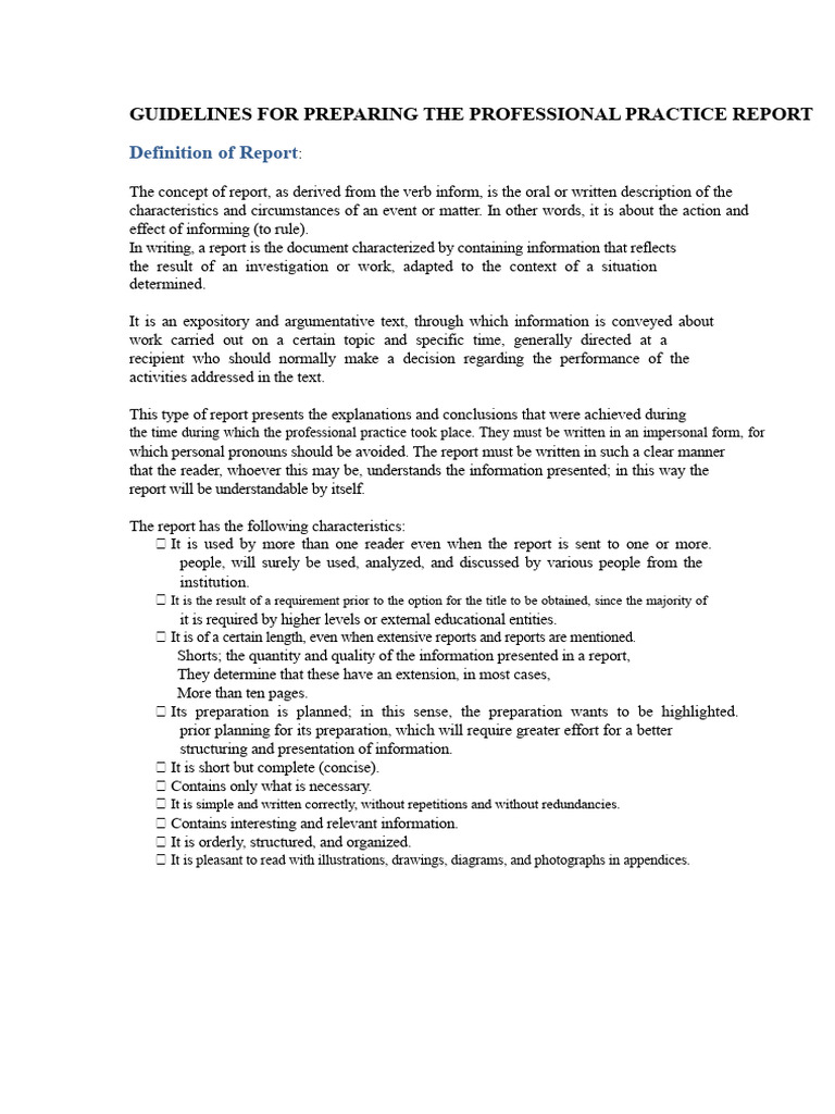 Professional Practice Report Guidelines | PDF | Stress (Linguistics) | Verb