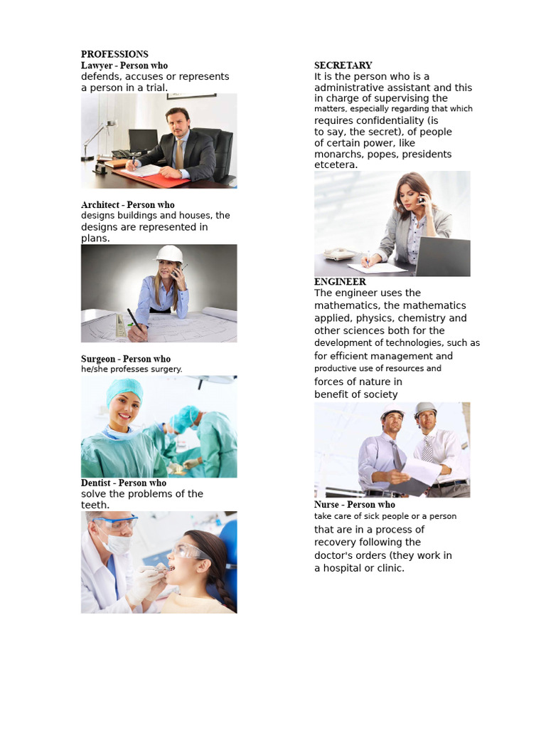 Overview of Various Professions | PDF | Physician | Hairdresser