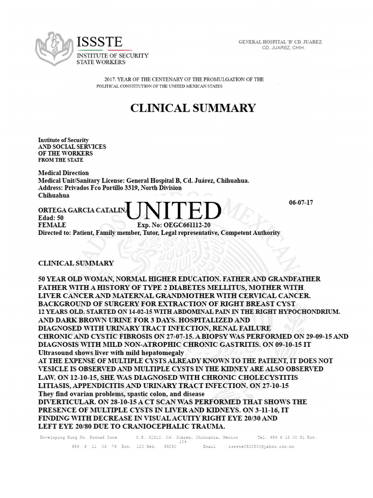 Clinical Summary Format 2 | PDF | Kidney | Cancer