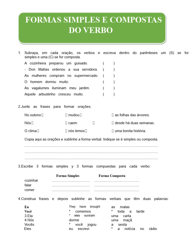 Formas Simples e Compostas de Verbos | PDF