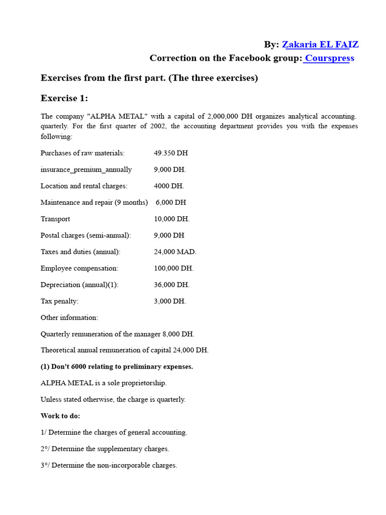 Analytical Accounting Exercises | PDF | Expense | Corporations