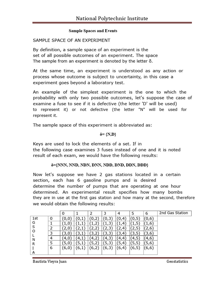 Understanding Sample Spaces and Events | PDF | Experiment
