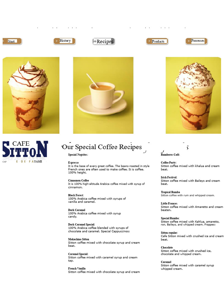 Sitton Coffee Recipes and Drinks Guide | PDF | Coffee | Caramel