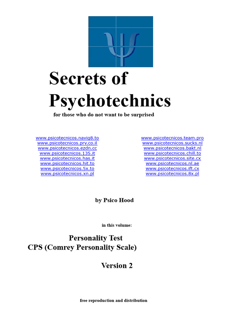 Comrey Personality Scale Overview | PDF | Altruism | Psychological ...