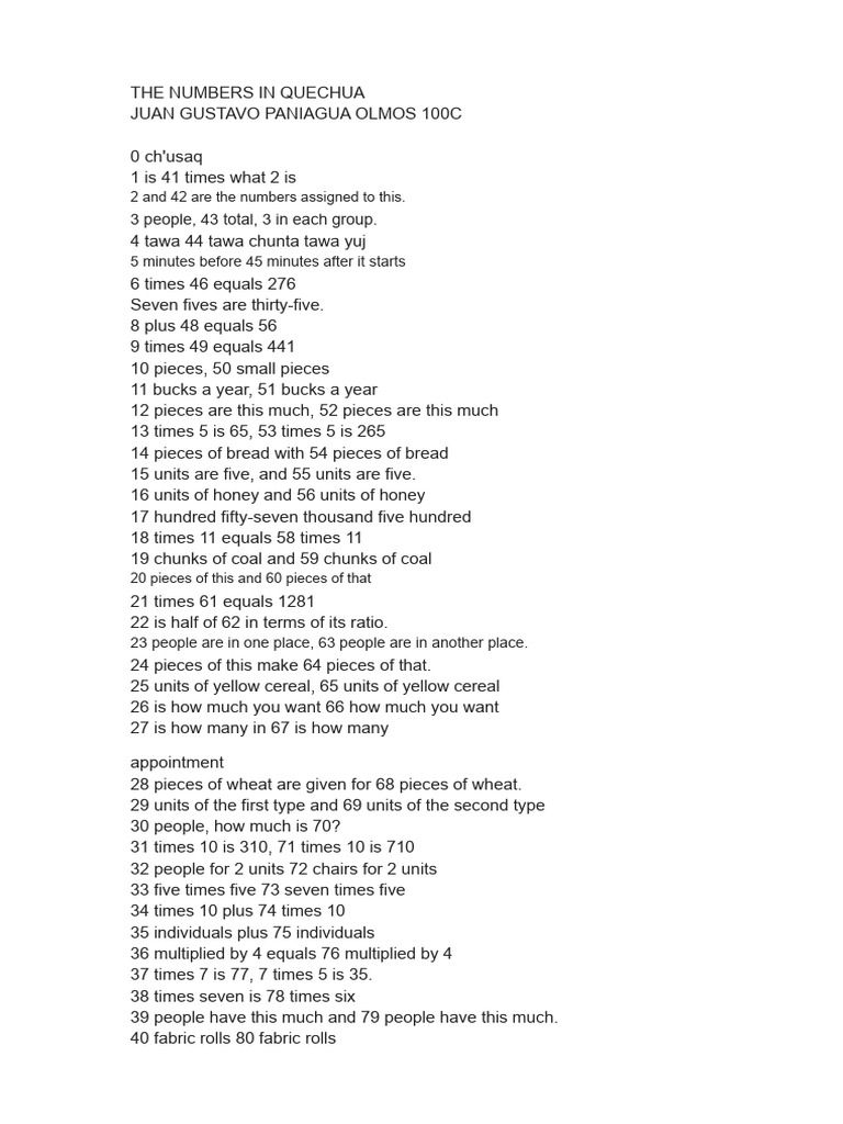 Quechua Number System Explained | PDF