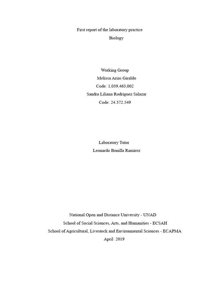Biology Laboratory Practice Report | PDF | Tissue (Biology) | Cell ...
