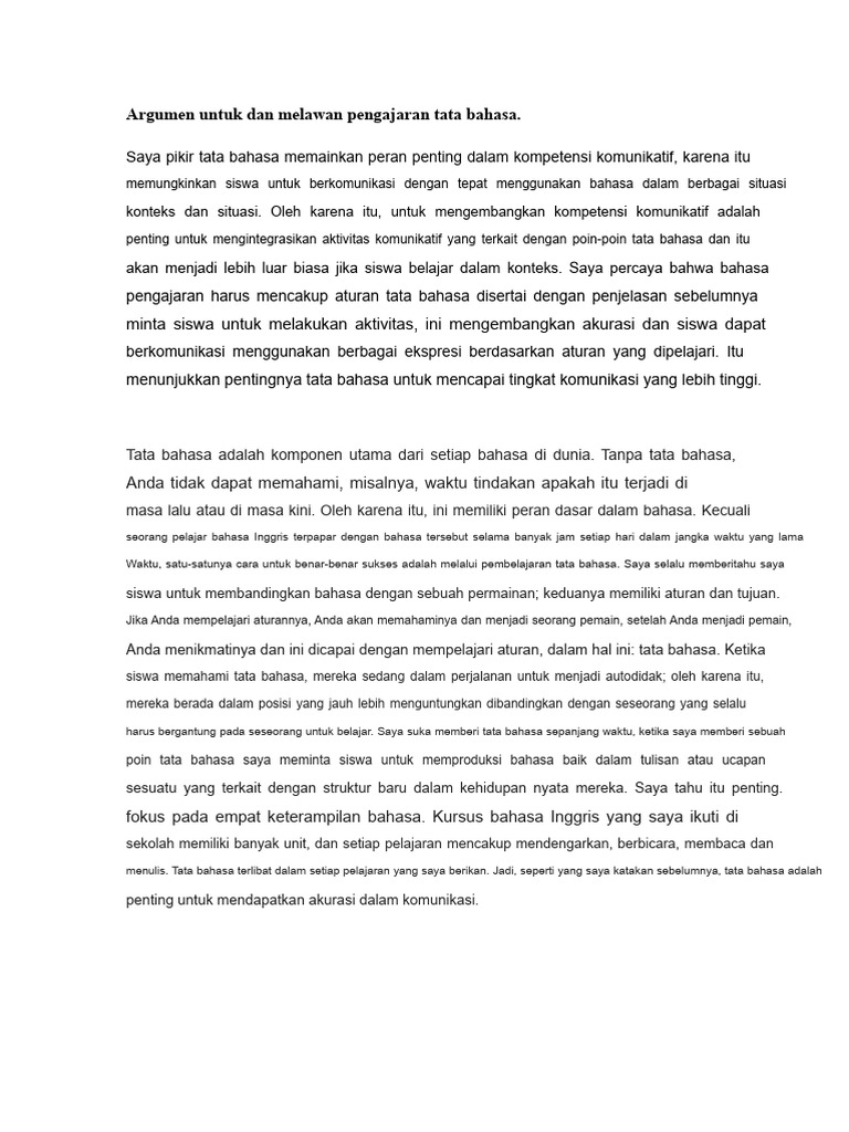Kasus Untuk Dan Menentang Pengajaran Tata Bahasa | PDF