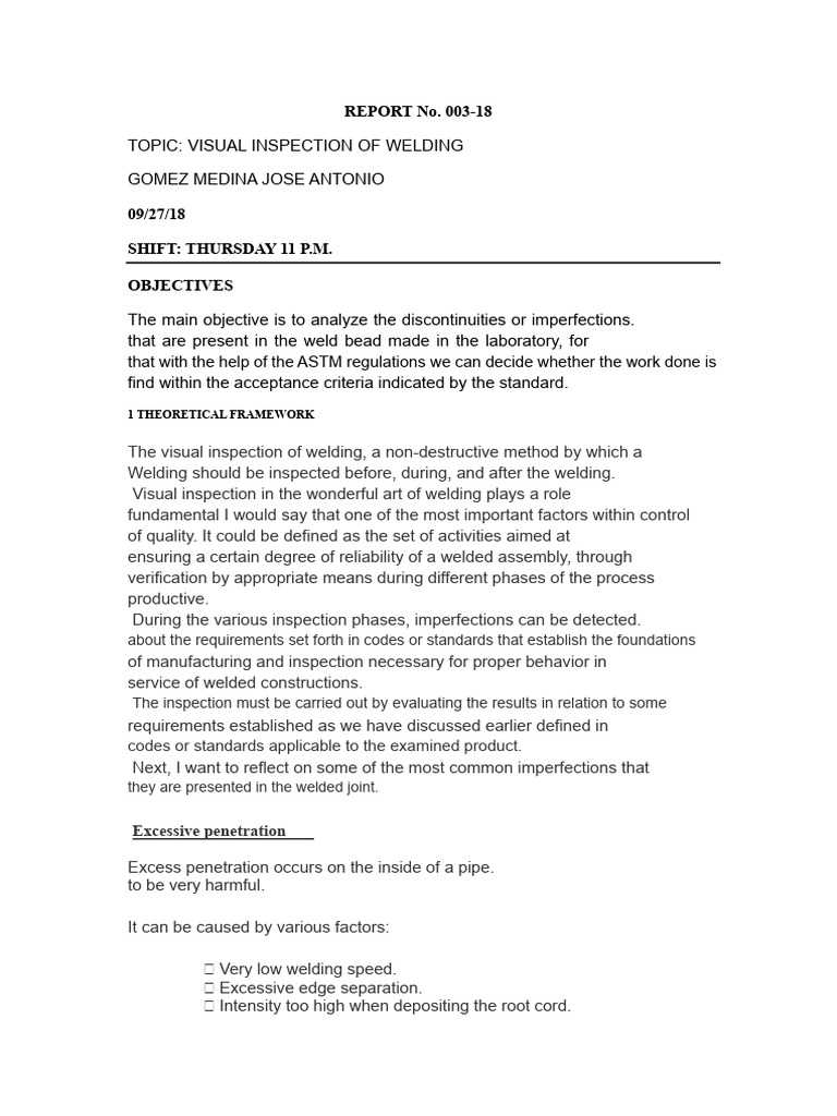 Visual Inspection Report | PDF | Welding | Construction