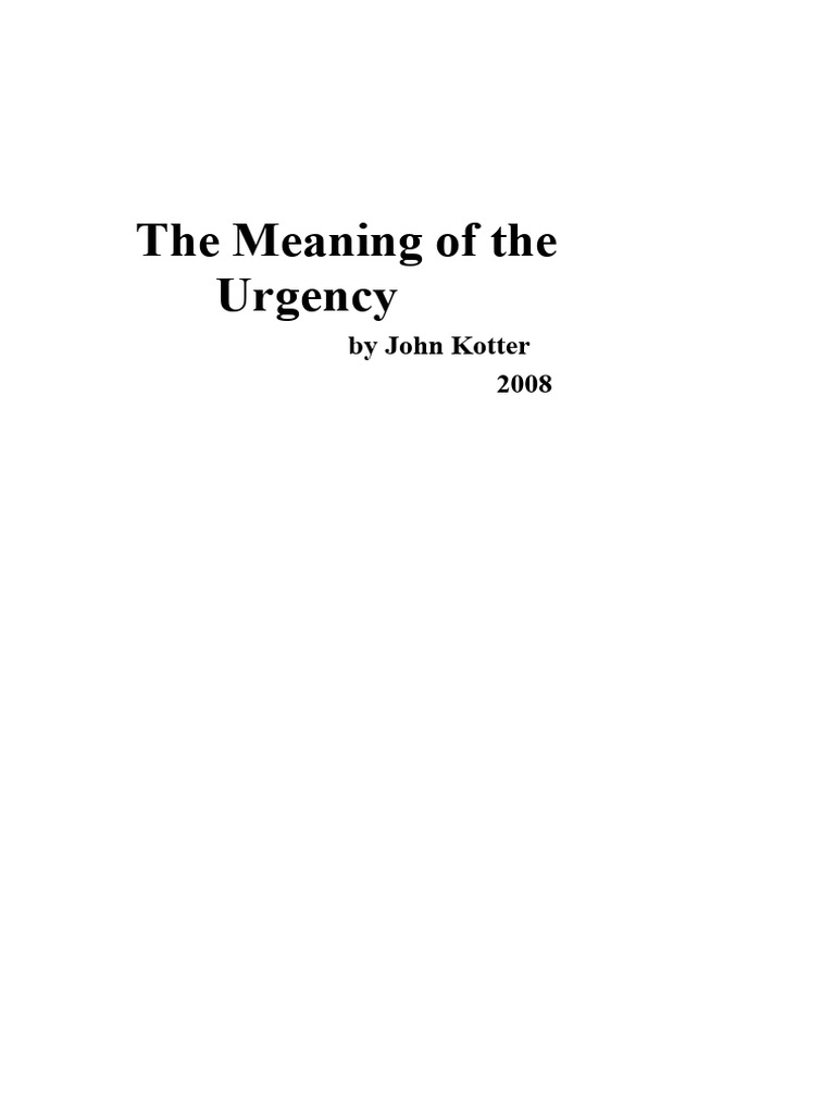Sense of Urgency - John P. Kotter PDF | PDF | Feeling | Thought