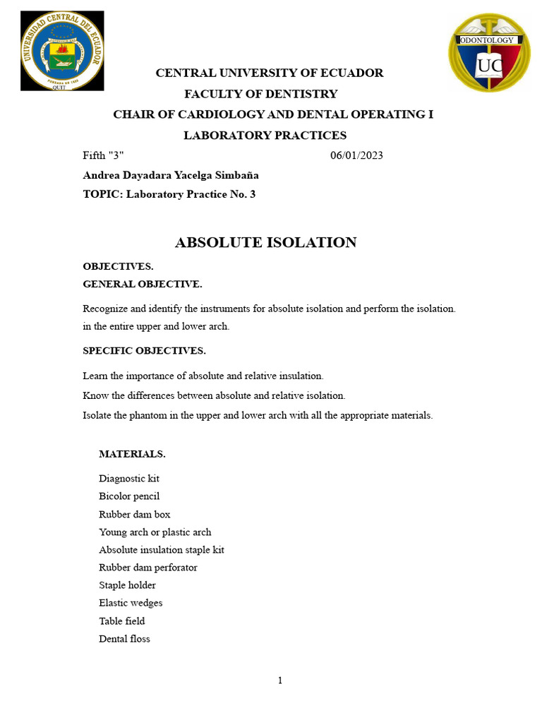 Absolute Isolation in Dental Practice | PDF | Medical Specialties ...
