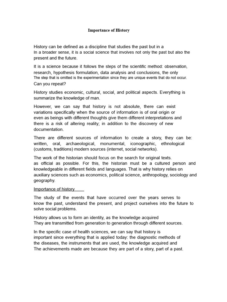 Essay Importance of History | PDF | Science | Knowledge