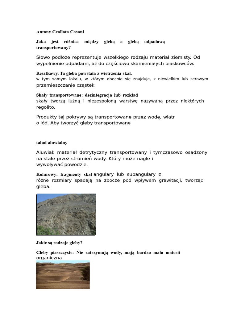 Jaka Jest Różnica Między Glebą A Glebą Transportowaną? | PDF