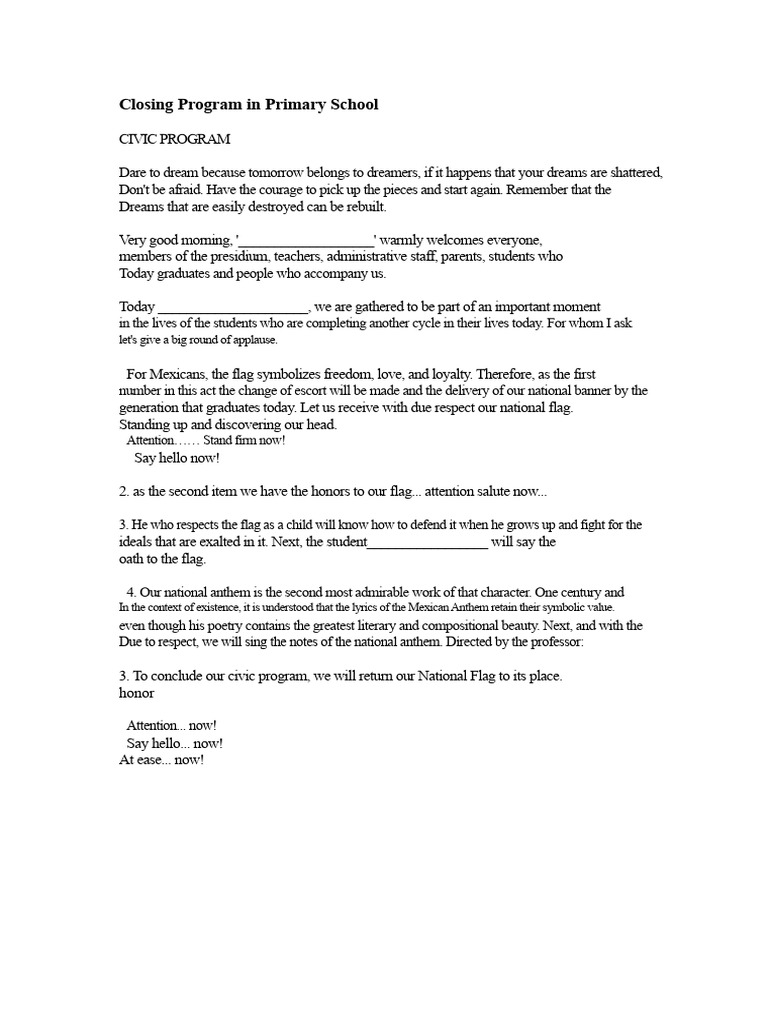Primary School Closing Ceremony Program | PDF