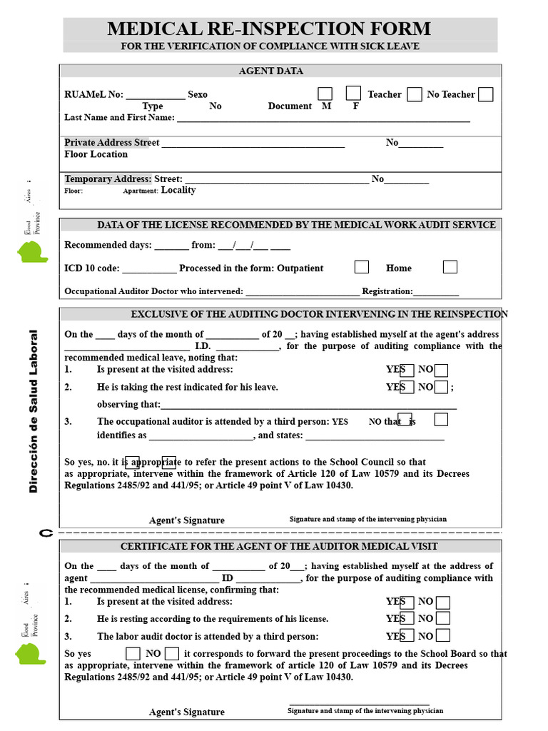 Reinspection Medical Form PDF | PDF | Audit | Regulatory Compliance