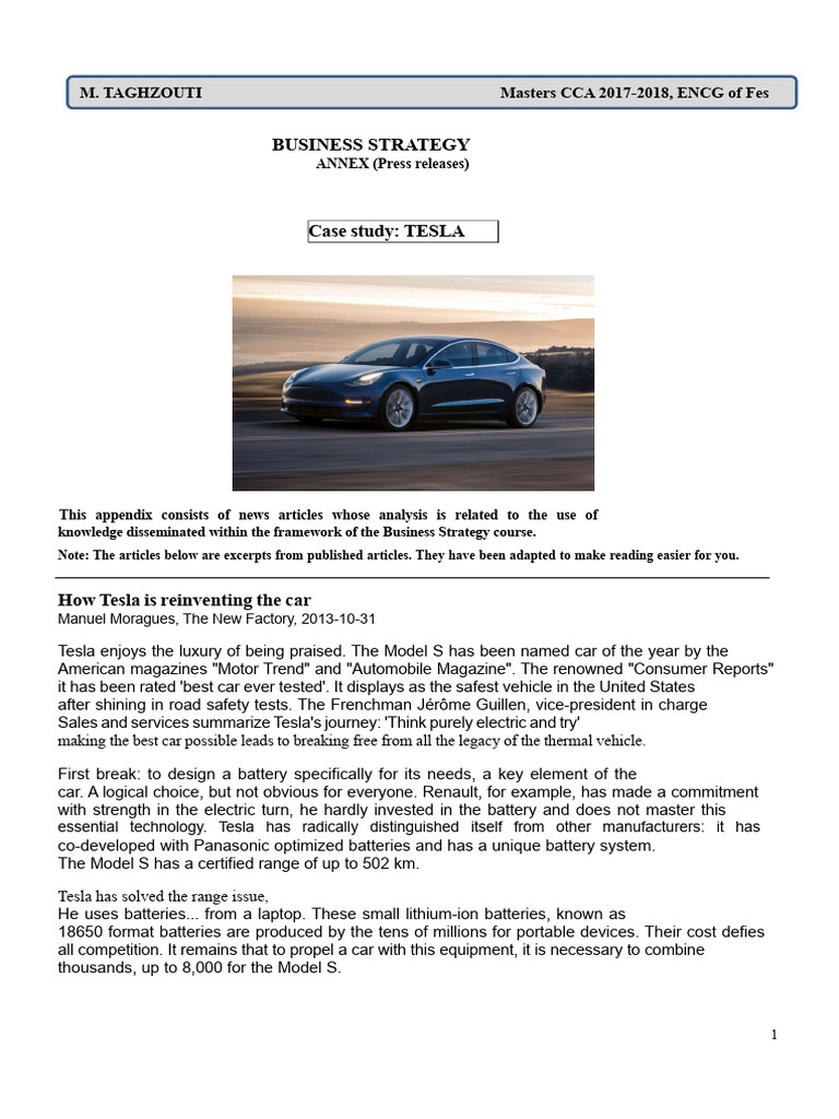Tesla's Innovative Business Strategy Analysis | PDF | Tesla Model S ...