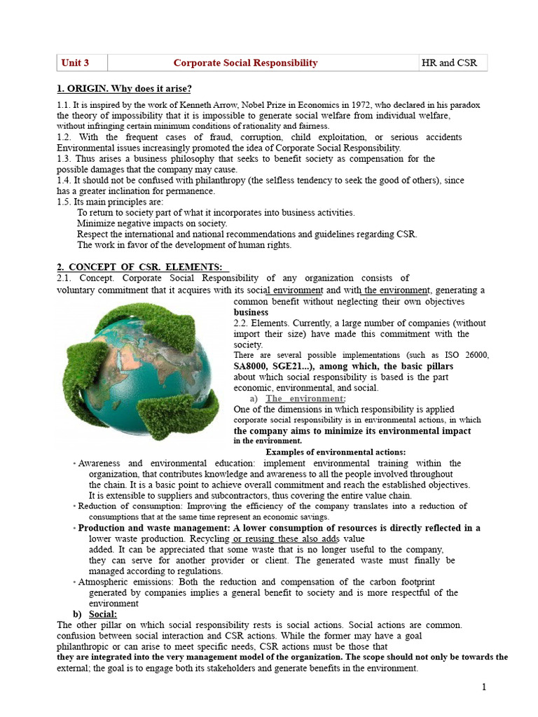 Corporate Social Responsibility (Notes) | PDF | Corporate Social ...