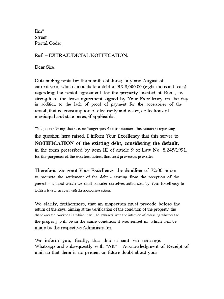 Eviction Notice for Unpaid Rent | PDF
