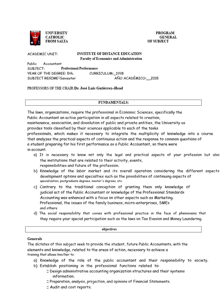 Professional Performance Accountant Planning 2015 | PDF | Accounting ...