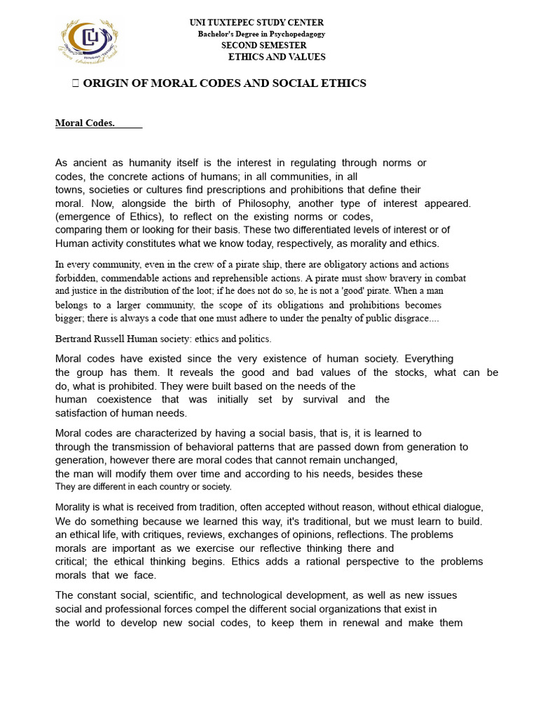 Origins of Moral Codes and Ethics | PDF | Morality | Value (Ethics)