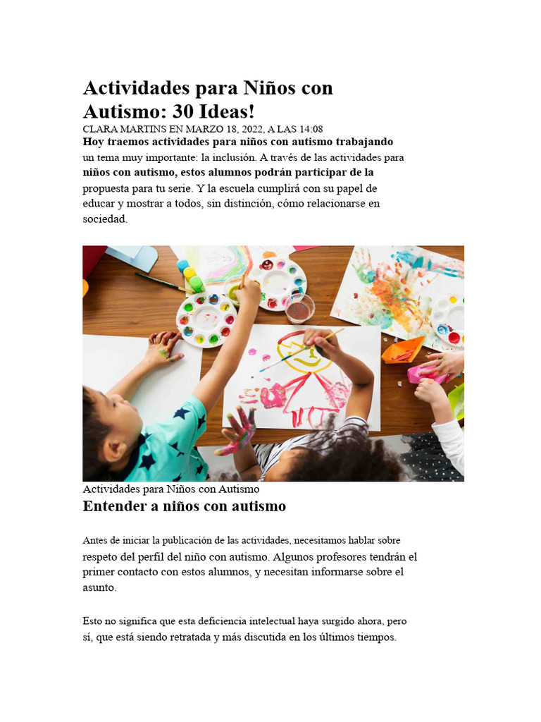 Actividades para Niños Autistas PDF | PDF | Autismo | Neurociencia