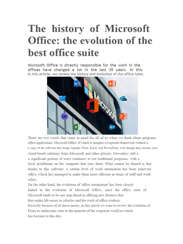 Microsoft Office: A 35-Year Journey | PDF | Microsoft Office ...