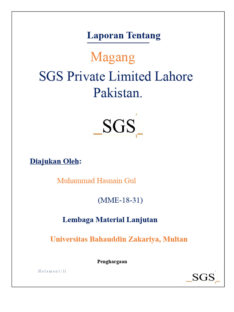Laporan Magang di SGS Pakistan | PDF