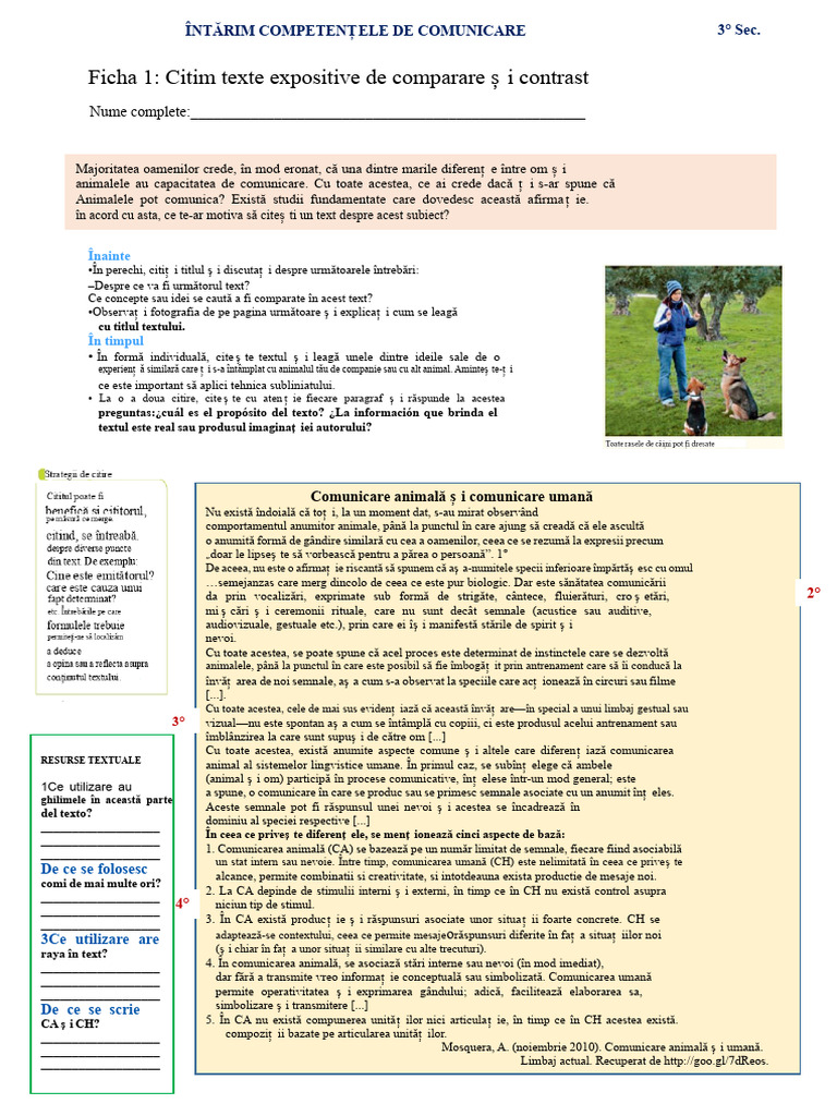 Fișa 1 - TEXTE EXPOSITIVE - 3° Sec | PDF