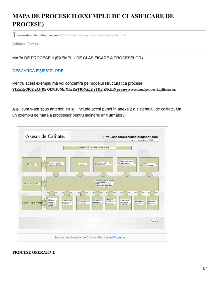 Harta Proceselor Ii Exemplu de Clasificare A Proceselor | PDF