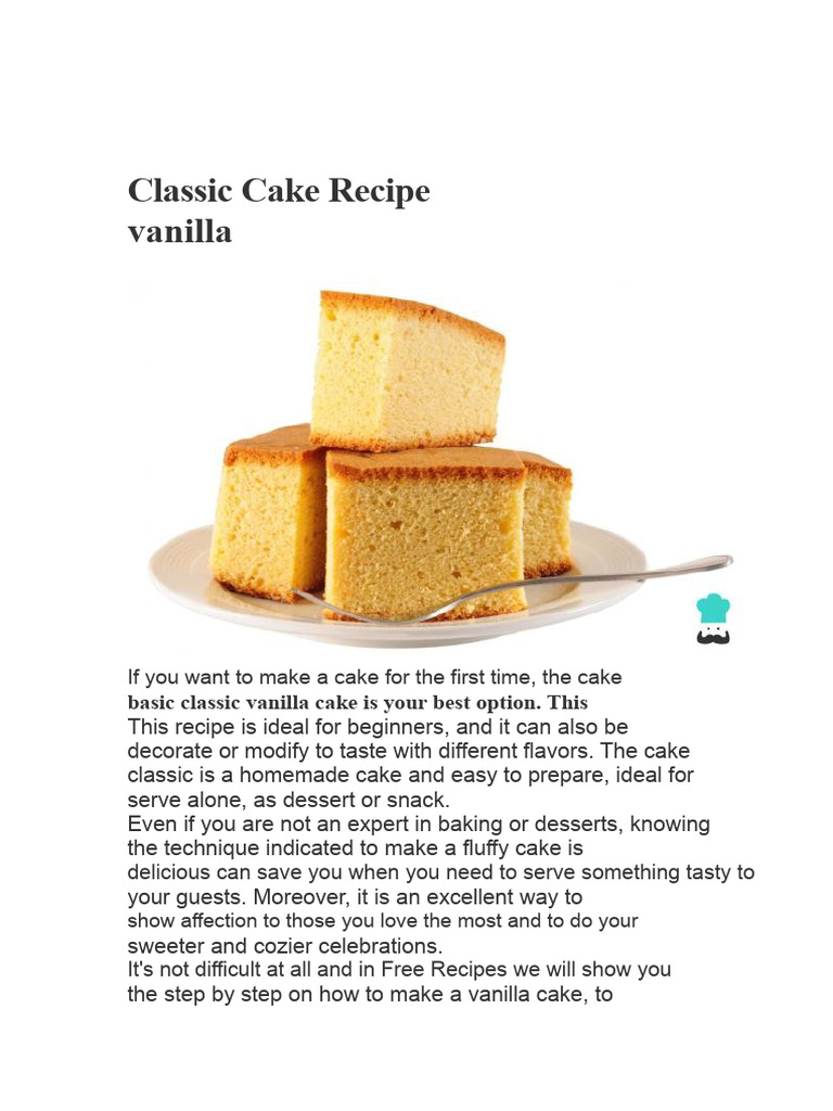 Easy Classic Vanilla Cake Recipe | PDF | Cakes | Vanilla