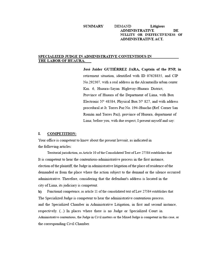Nullity Claim for CTS Payment Dispute | PDF | Lawsuit | Justice