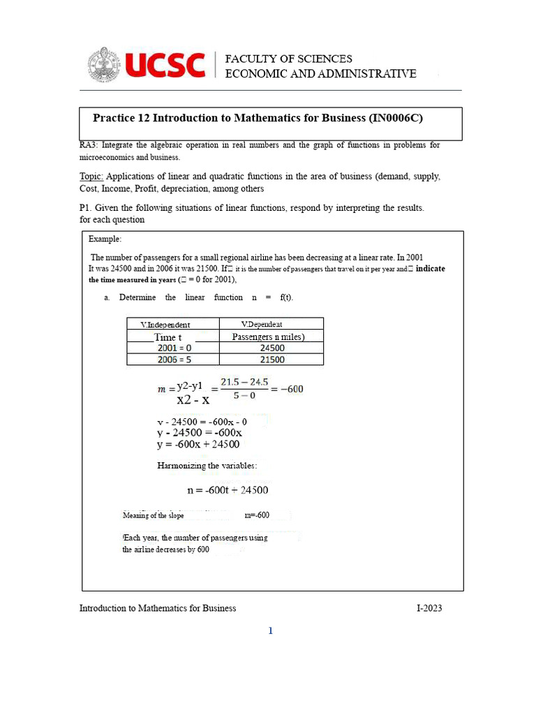 Business Math: Linear & Quadratic Functions | PDF | Function (Mathematics)
