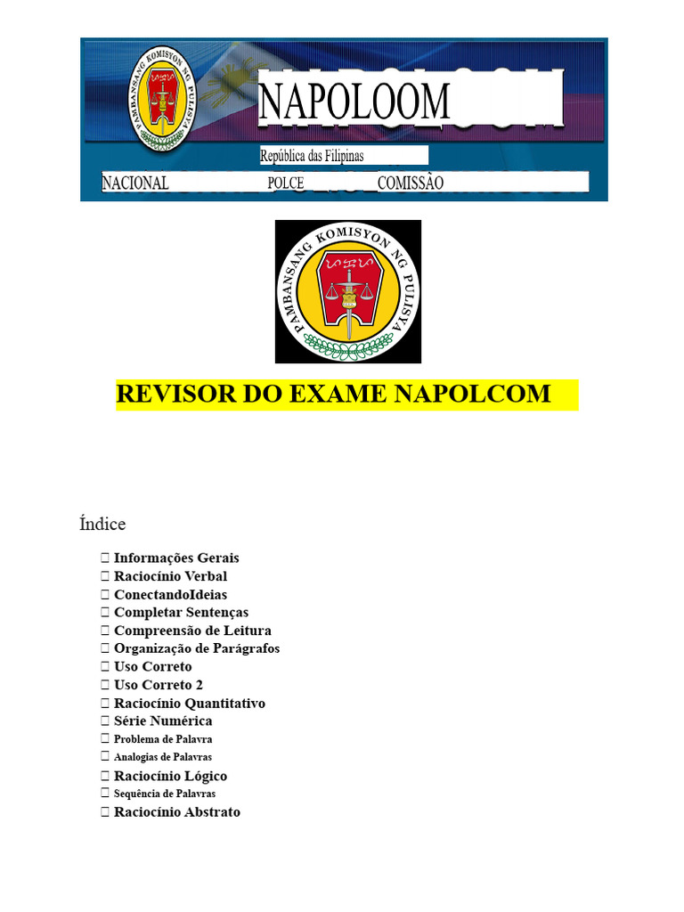 Questões do Exame NAPOLCOM | PDF | Filipinas | Tagalog (idioma)