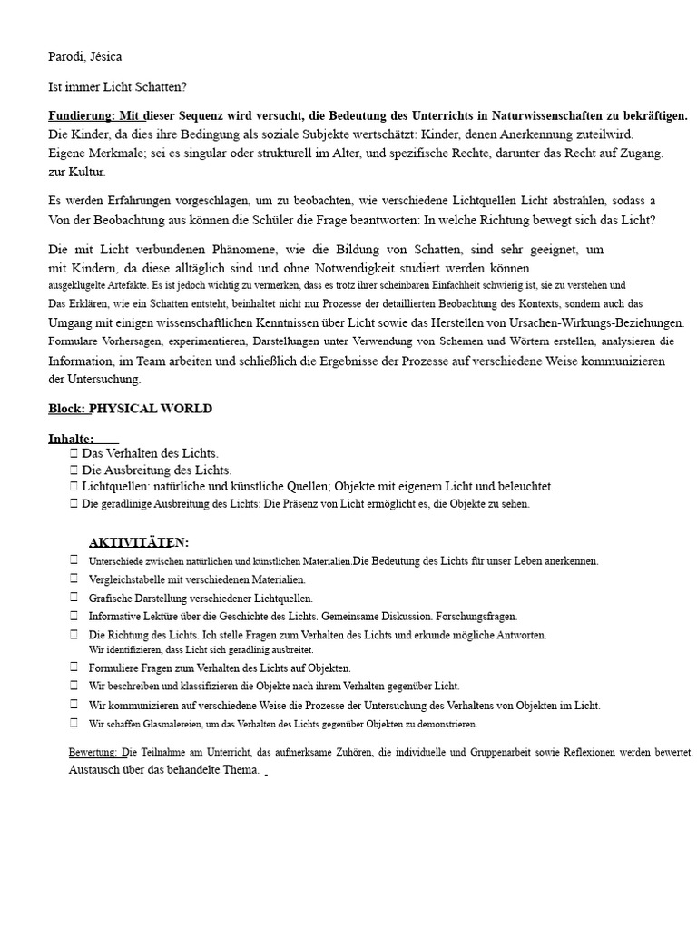 Didaktische Sequenz 3 Naturwissenschaften Vom 13.05. Bis 27.05. | PDF