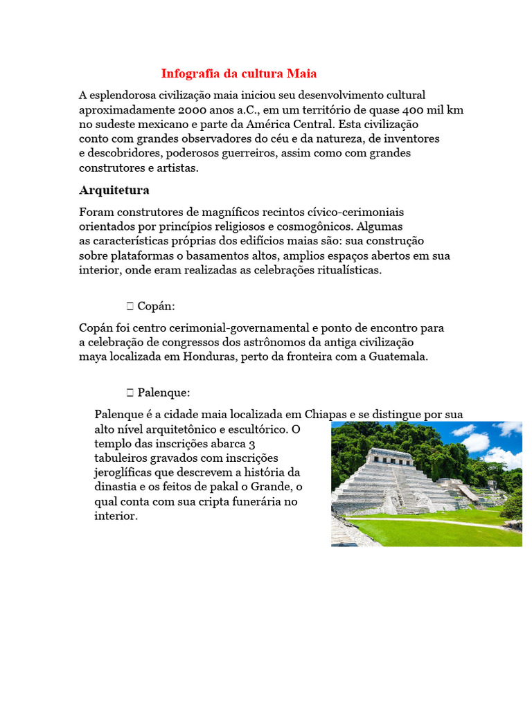 Infografia Da Cultura Maia | PDF | Civilização Maia