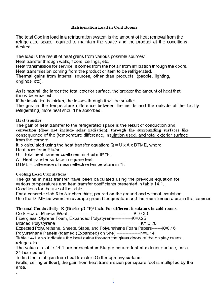 Refrigeration Load Calculation Guide | PDF | Heat Transfer | Thermal ...