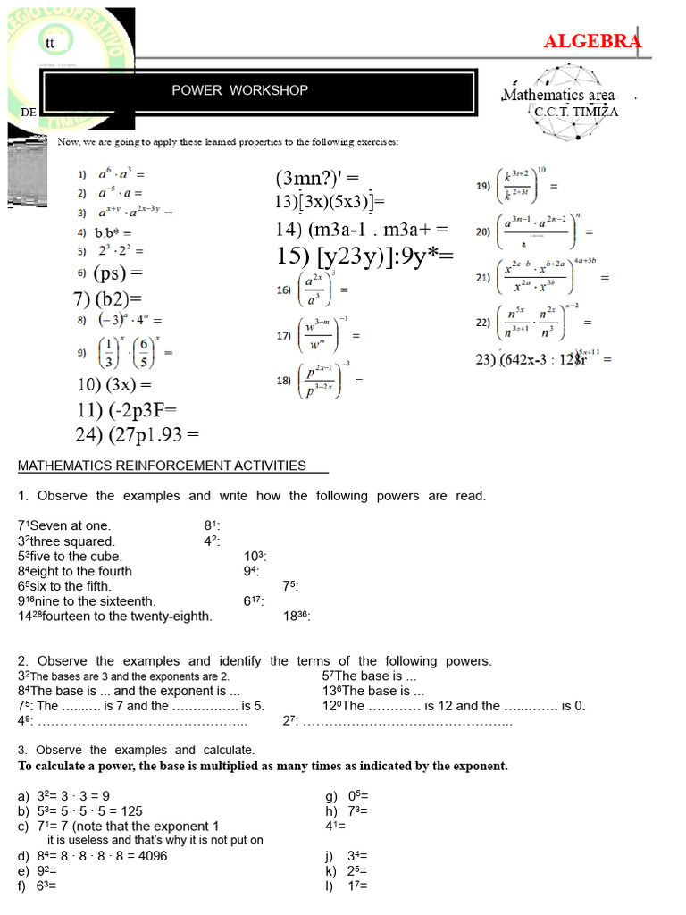 Power Workshop | PDF | Multiplication | Exponentiation