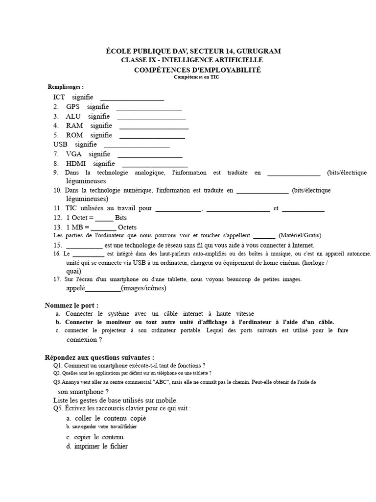 Compétences TIC en Classe IX à Gurugram | PDF | Technologies de l ...
