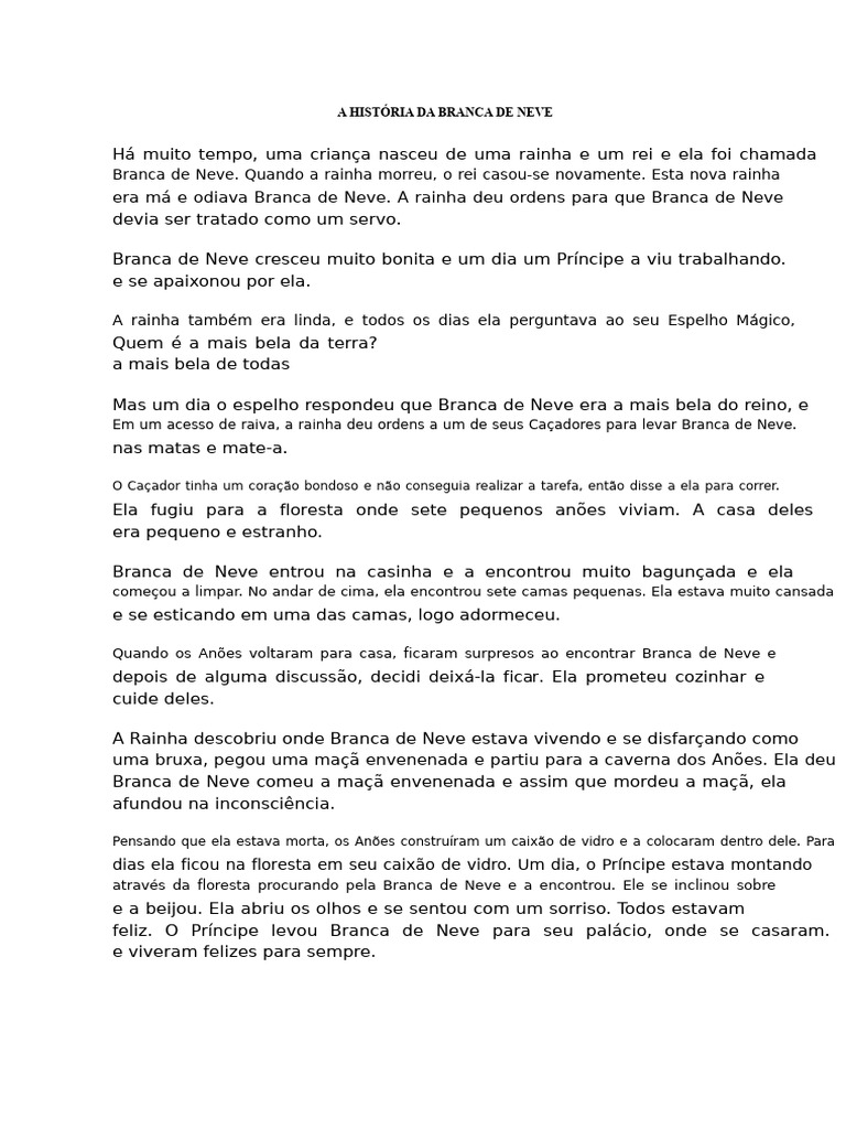A História de Branca de Neve | PDF