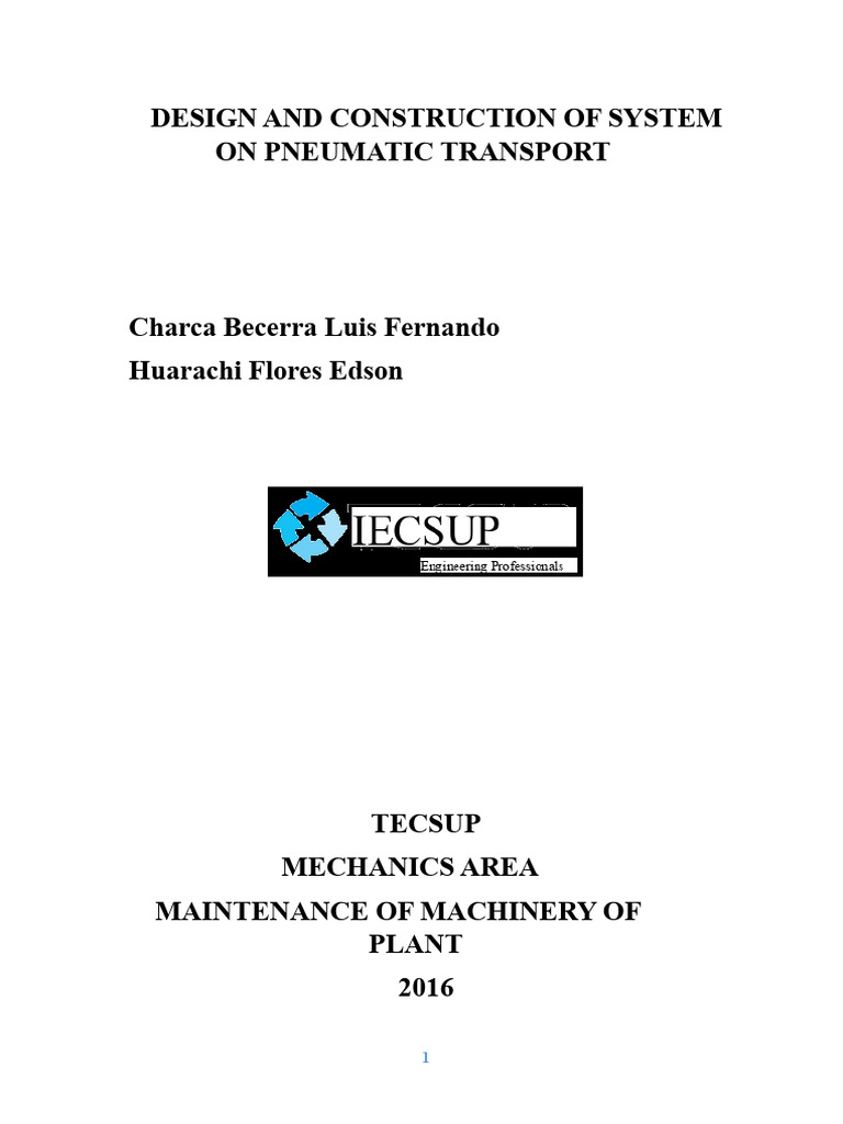 Pneumatic Food Transport System Design | PDF | Density | Transport