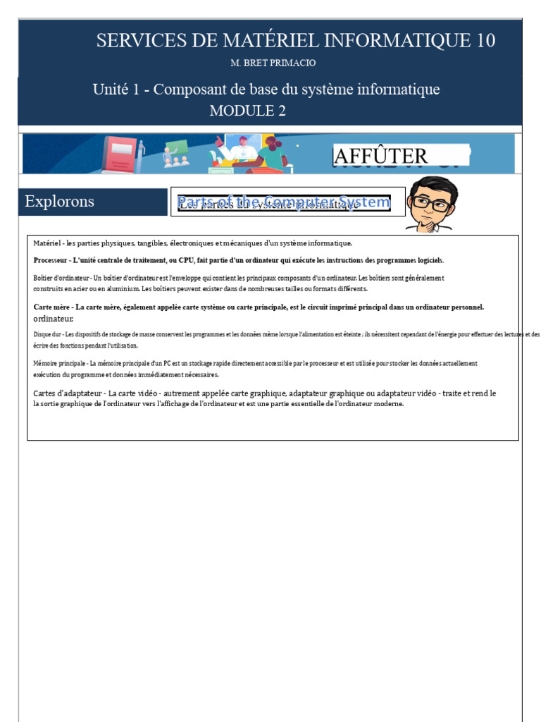 Composants essentiels du matériel informatique | PDF | Matériel ...
