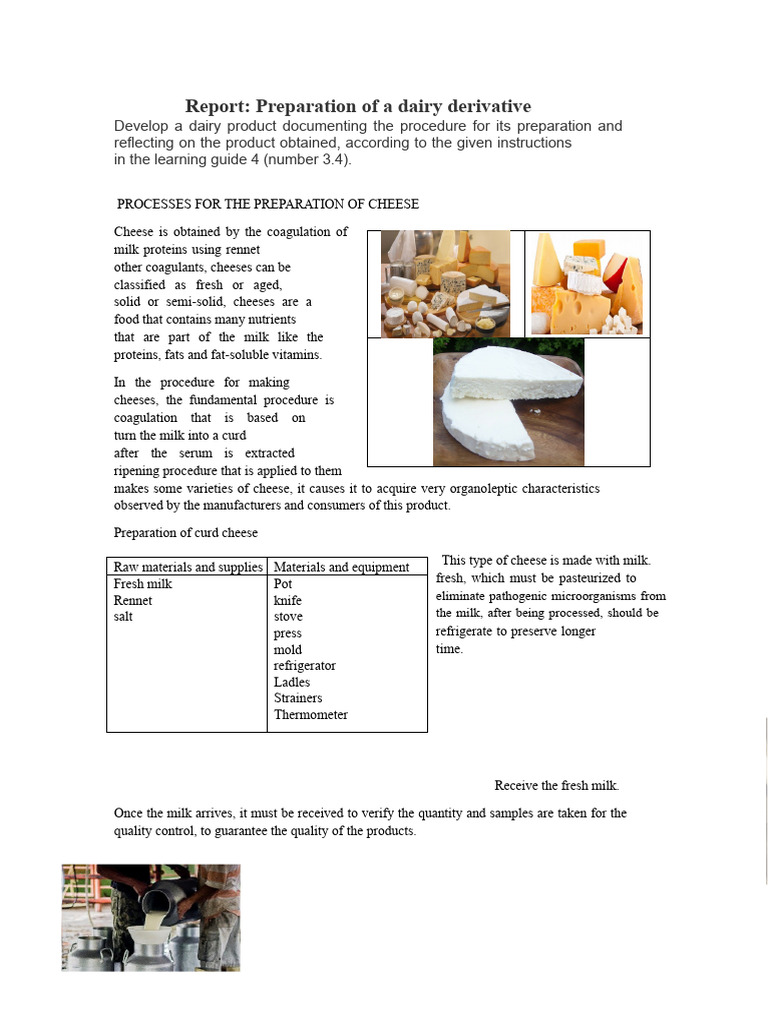 Cheese Preparation Process Guide | PDF | Cheese | Milk