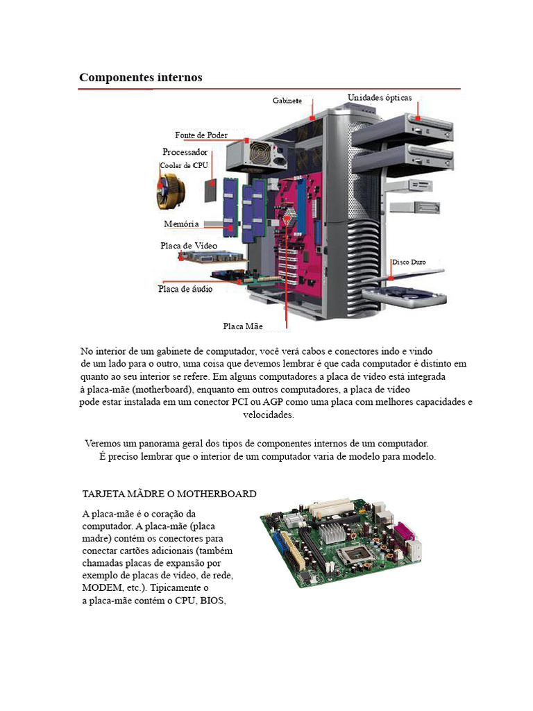 Componentes Internos de um Computador | PDF | Armazenamento de dados de ...