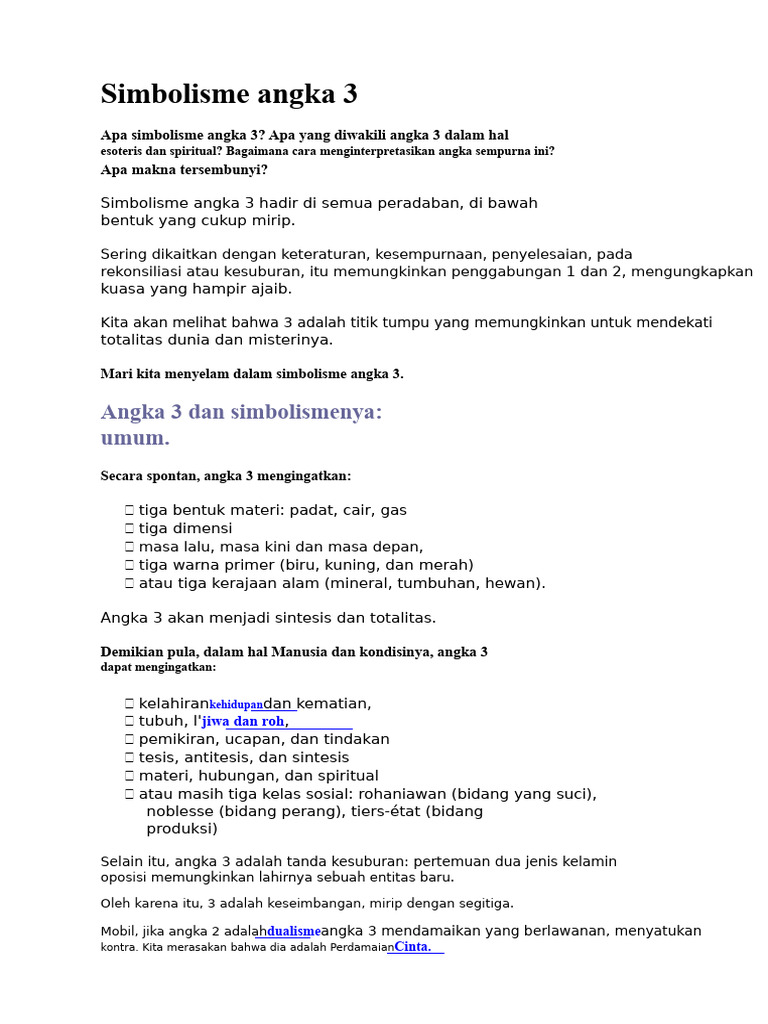 Simbolisme dan Makna Angka 3 | PDF